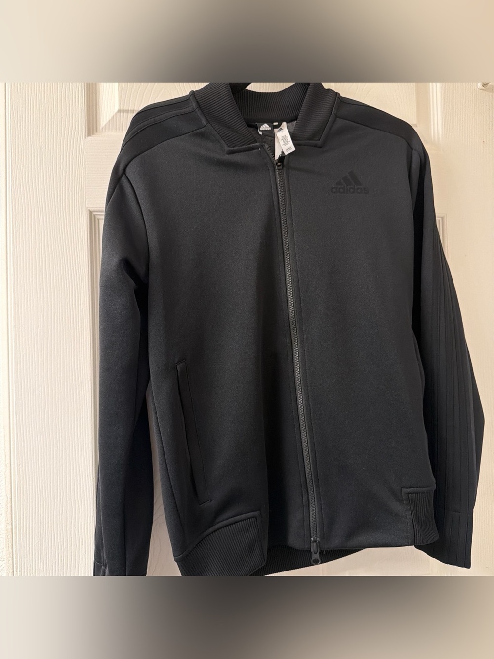 adidas Black Ribbed Collar Zip Jacket